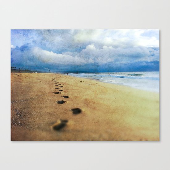Footprints in the Sand (California Beach) Canvas Print