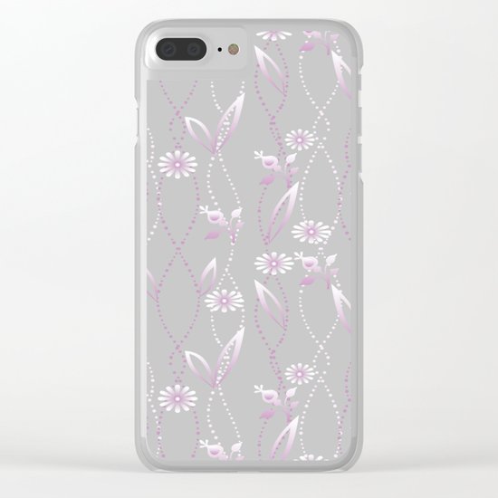 Gray lilac floral pattern . Clear iPhone Case