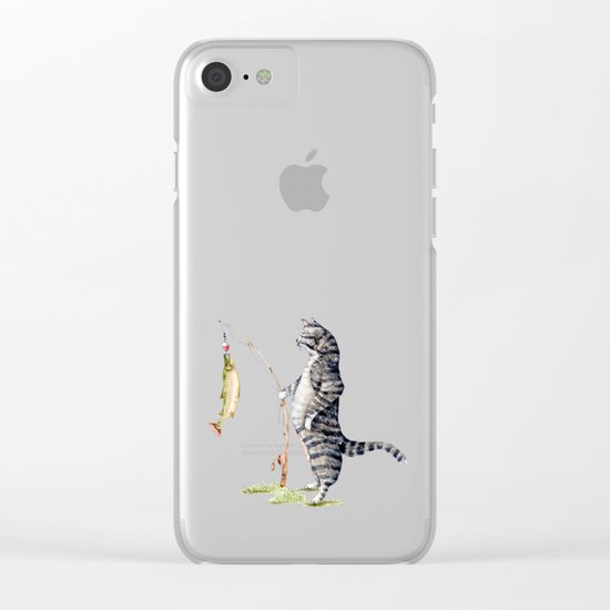 Cat with a Fish Clear iPhone Case