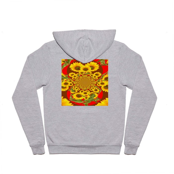 BROWN-RED SUNFLOWERS ABSTRACT Hoody
