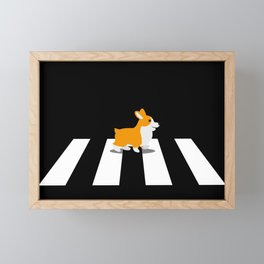 Dog Corgi walk over Crosswalk Framed Mini Art Print