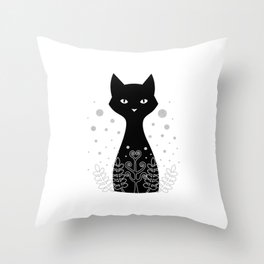 Black tuxedo cat Throw Pillow