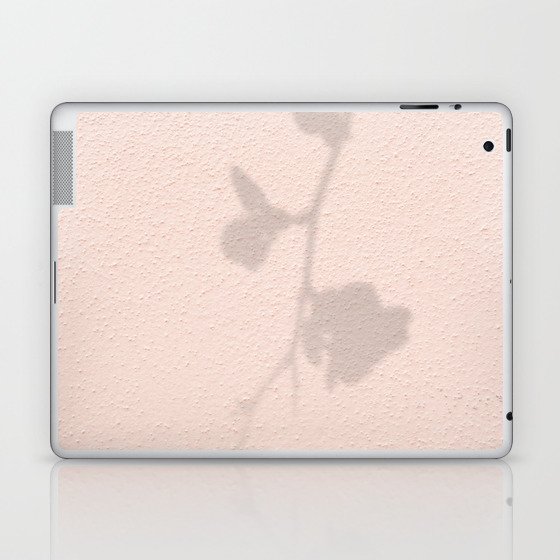 Pink Pastel Color Wall | Branch with Flowers Shadow Art Print | Italy Summer Travel Photography Laptop & iPad Skin