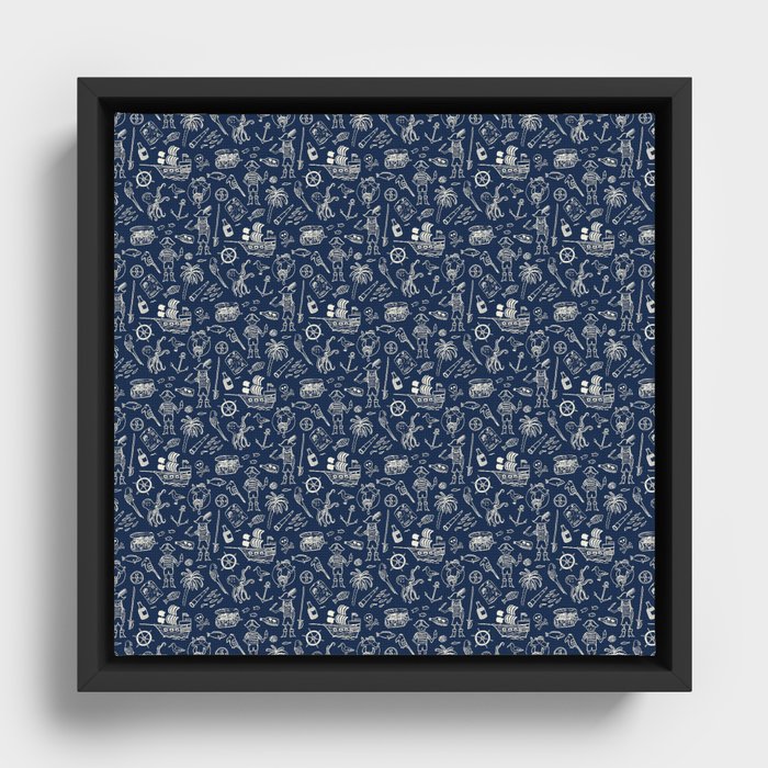 Pirate Play - Blue Framed Canvas
