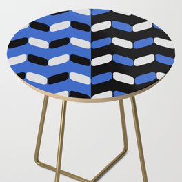 Vintage Diagonal Rectangles Black White Blue Side Table