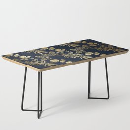 Exotic Floral and Butterfly Art Navy and Gold Coffee Table