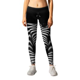 1152-MAK Abstract Nude Black & White Zebra Striped Woman Topographic Feminine Body Leggings