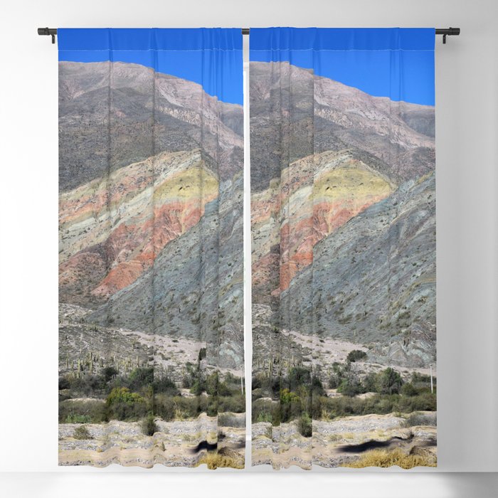 Argentina Photography - Dry Desert Mountains Under The Clear Blue Sky Blackout Curtain