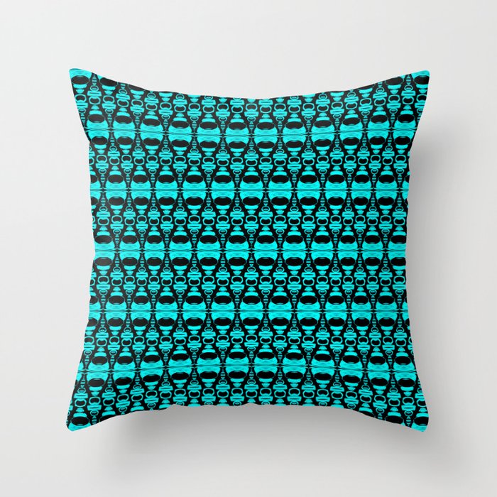 Abstract Pattern Dividers 02 in Turquoise Black Throw Pillow