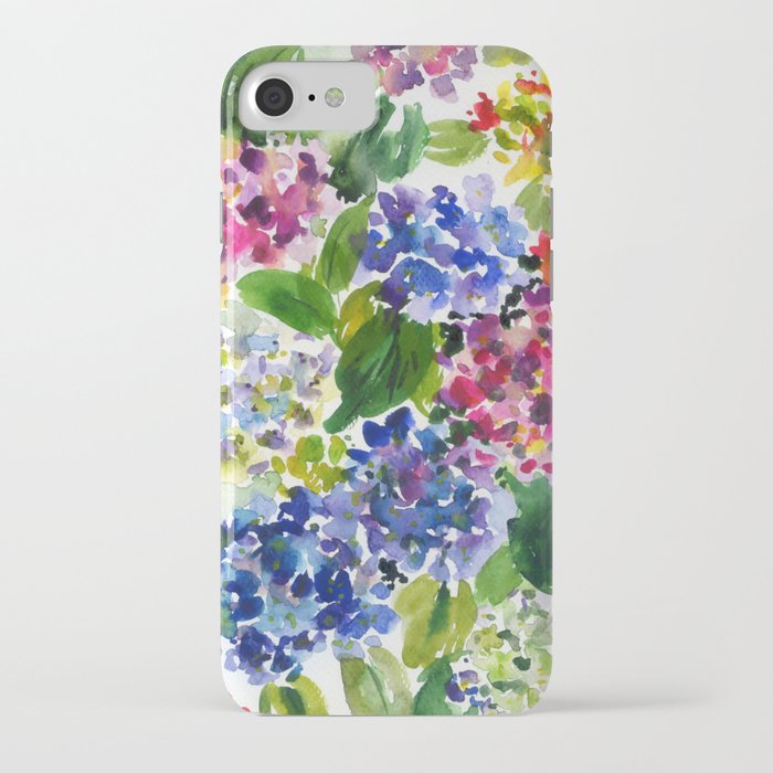 hydrangeas in green: watercolor flowers iPhone Case