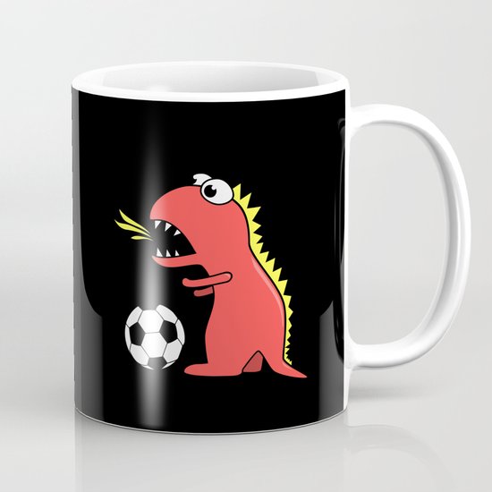 Black Cartoon Dinosaur Soccer Mug