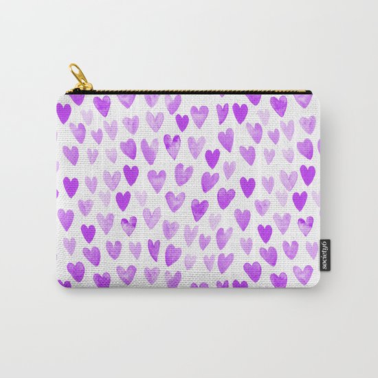 Watercolor Hearts purple pantone love pattern design minimal modern valentines day Carry-All Pouch