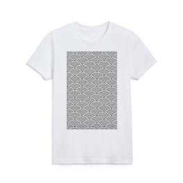 Japanese Waves (White & Grey Pattern) Kids T Shirt