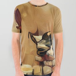Cat With Wine Lives All Over Graphic Tee