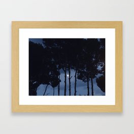 Full moon into the woods Framed Art Print