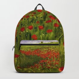 Red Poppy Fields Landscape Painting by Pal Szinyei-Merse Backpack