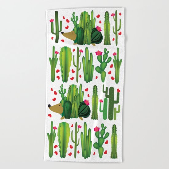 Hedgehog from cactus Beach Towel