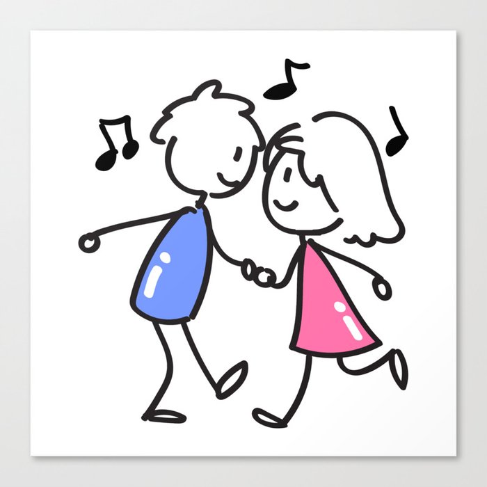 Dancing Couple Stick Figure Doodle Canvas Print By Sugardragon Society6
