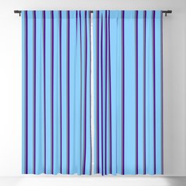 [ Thumbnail: Light Sky Blue, Slate Gray, and Indigo Colored Lines Pattern Blackout Curtain ]