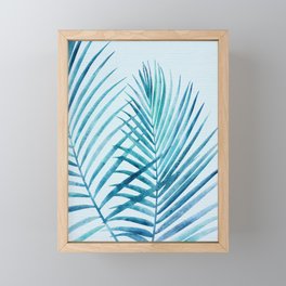 Turquoise Watercolor Palm Fronds Framed Mini Art Print