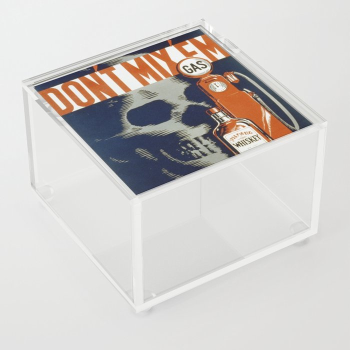 Don't mix 'em - Skull Whiskey Gas Illustration Acrylic Box