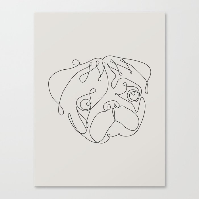One Line Pug Canvas Print