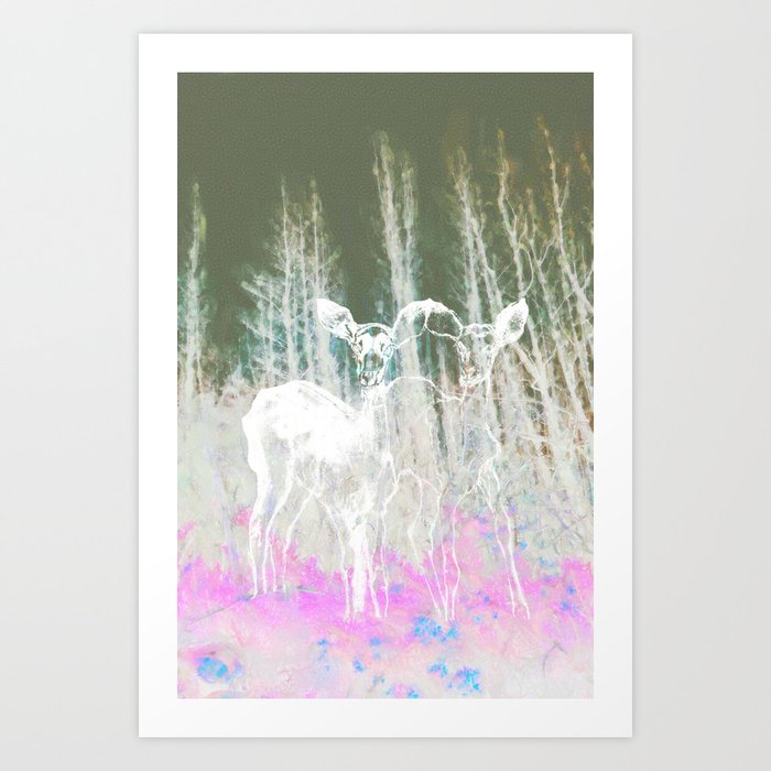 Deer in the headlights Art Print