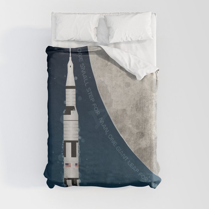 Apollo Rocket Launch to the Moon Duvet Cover