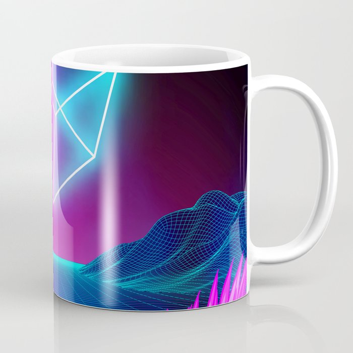Neon landscape: Synth Cube Coffee Mug