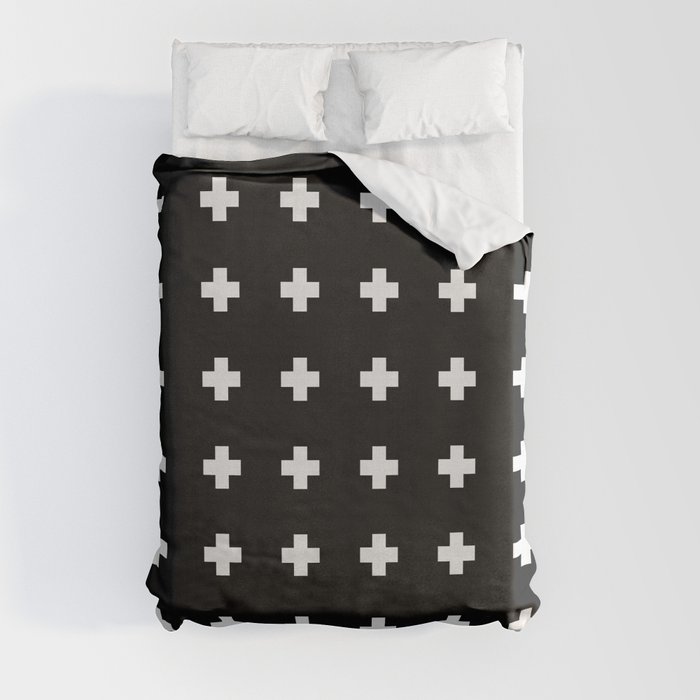 Small Swiss Cross Black Duvet Cover