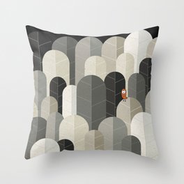 081 - Owly visits the poplar forest in autumn IV Throw Pillow