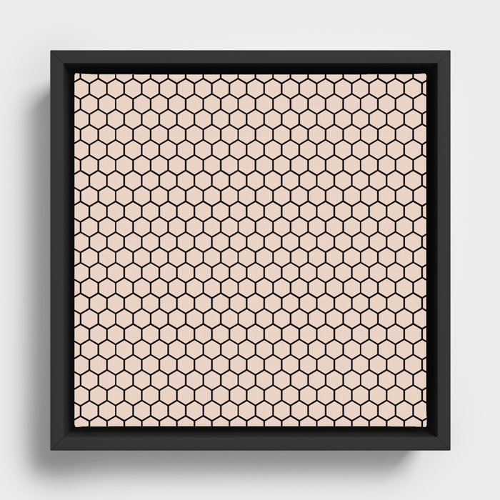 Rose Gold Black Honeycomb Pattern Framed Canvas