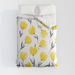 Yellow Tulips | Watercolour Pattern Comforter