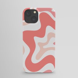 Liquid Swirl Retro Abstract Pattern in Blush Pink and White iPhone Case