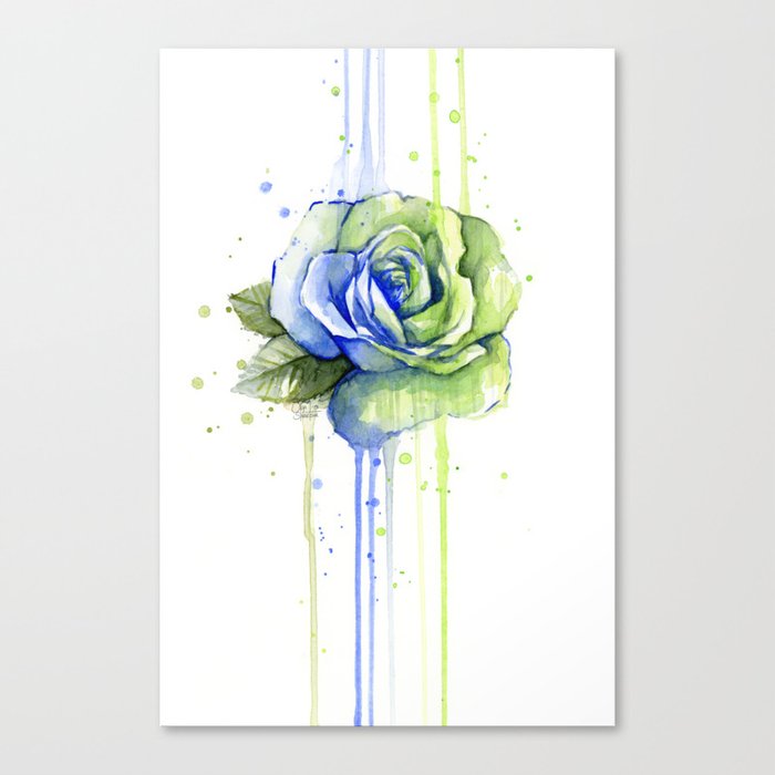 Flower Rose Watercolor Painting 12th Man Art Canvas Print By
