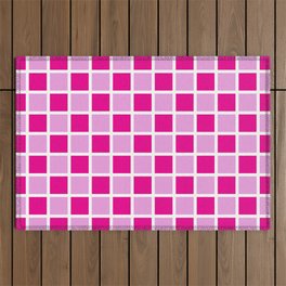 Checkered Pattern - Pink Checks Texture 3 Outdoor Rug