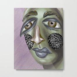 Neutral Patchwork Abstract Woman Portrait  Metal Print | Abstract, Beige, Digitalpainting, Yas, Portrait, Stylizedpainting, Digital, Painting, Purple, Woman 