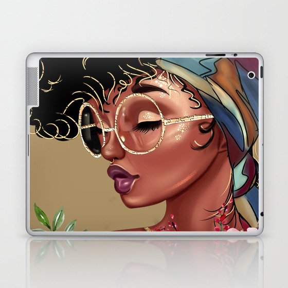 Solitude Blank: African American Black Woman Artwork Laptop & iPad Skin
