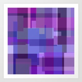 Blue violet Rectangles Geometric pattern Art Print