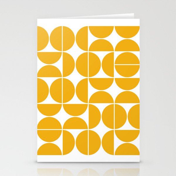 Mid Century Modern Geometric 04 Yellow Stationery Cards