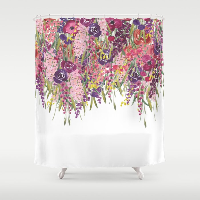 Hanging Flower Garden, Colorful, Floral Prints Shower Curtain