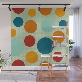Mid Century Modern Simple Geometric Multi-coloured Dots Pattern - retro colors Wall Mural