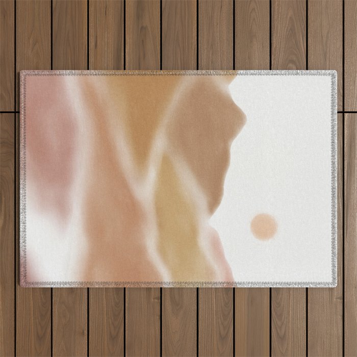 Abstract Earthy Sunset Landscape Outdoor Rug