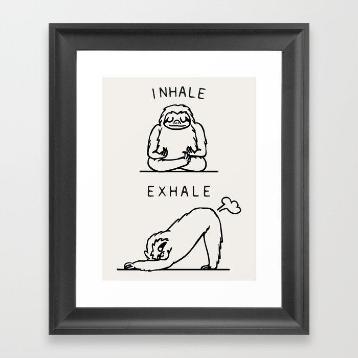Inhale Exhale Sloth Framed Art Print