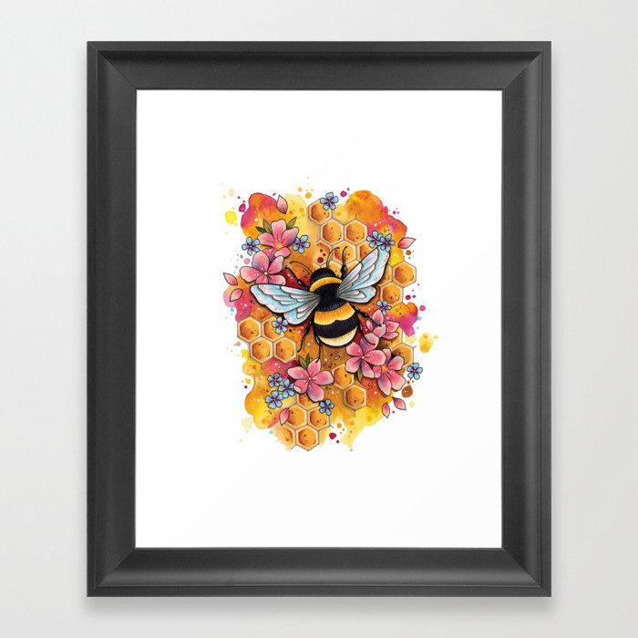 Neo Traditional Bee Framed Art Print