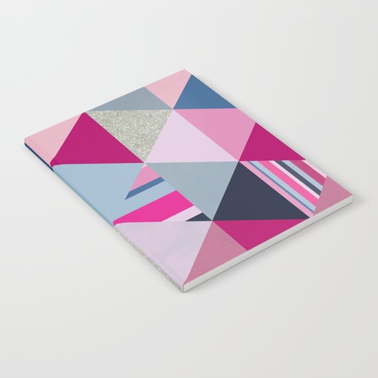 Pink, Blue and Silver Triangles Notebook