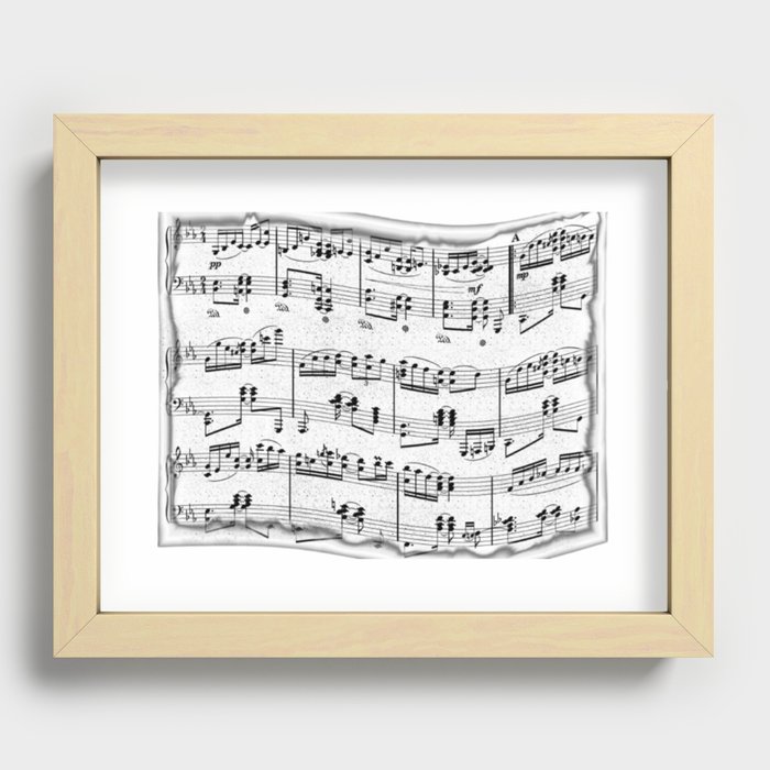 Stylized Music Paper Partition Pattern Recessed Framed Print