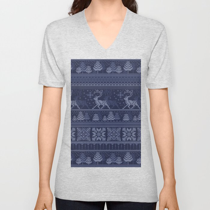 Christmas pattern V Neck T Shirt