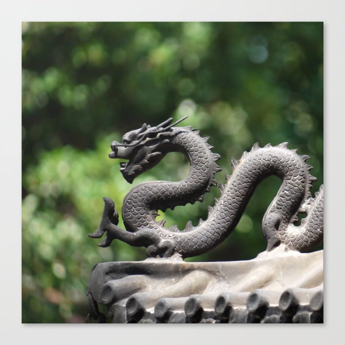 China Photography - A Fengshui Dragon On The Roof Canvas Print