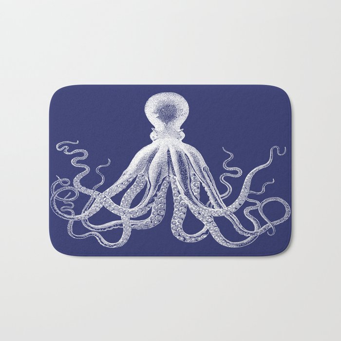 Octopus Vintage Octopus Tentacles Navy Blue And White Bath